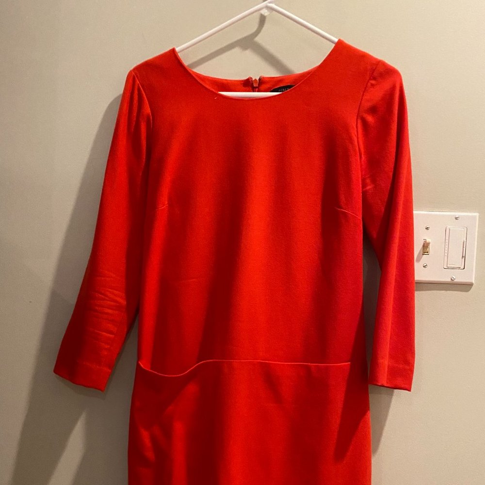 Red JCrew Long Sleeve Dress